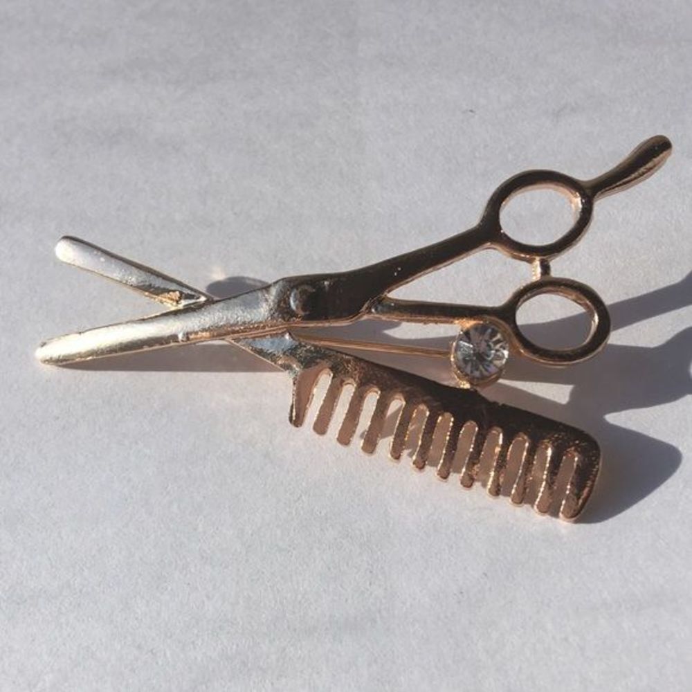 (M3) Gold Hairstylist Brooch - Picture 3 of 4